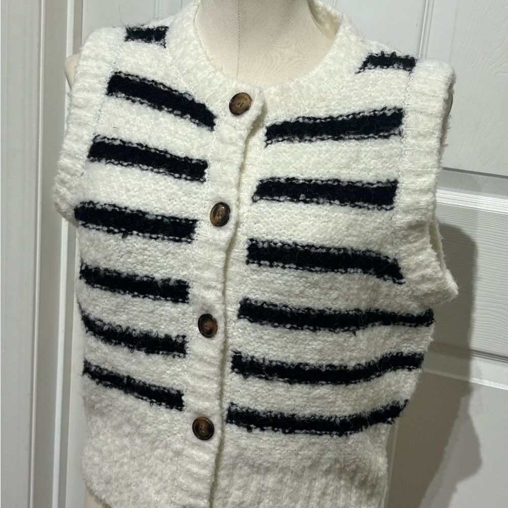 4th + Reckless Striped Black and White Women's Sweater Vest